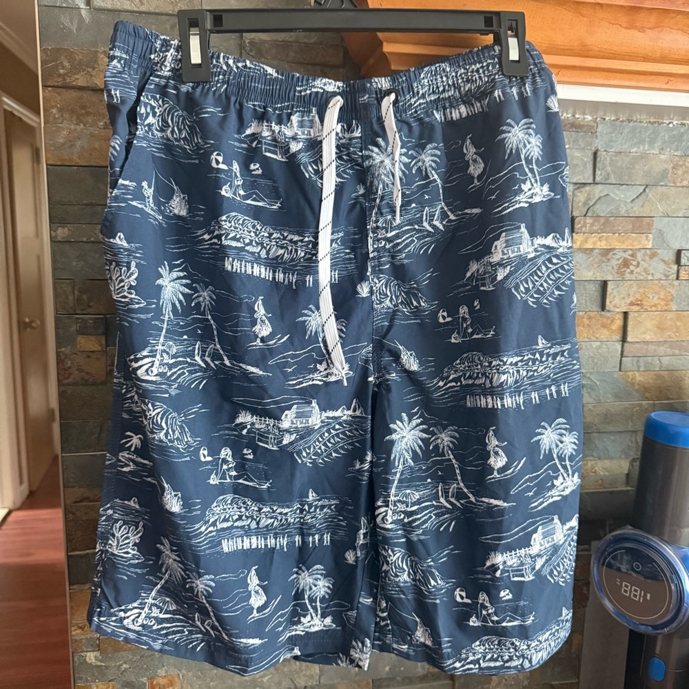 Caribbean Nautical Print Men's Board Shorts